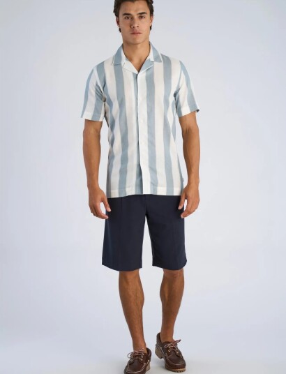 Lindbergh Striped Linen/Cotton Shirt S/S Multi/patterned S