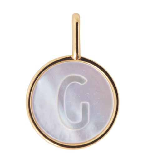 Design Letters Pearl Charm Gold A-Z - Gold - Ø:12MM