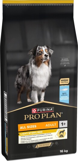 Purina Pro Plan Adult All Sizes Light Sterilised Tørrfôr Fisk 16kg