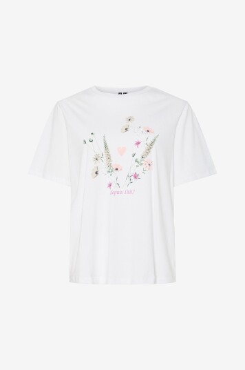 pieces T skjorte pcFlura SS Printed T shirt Jrs BC Hvit