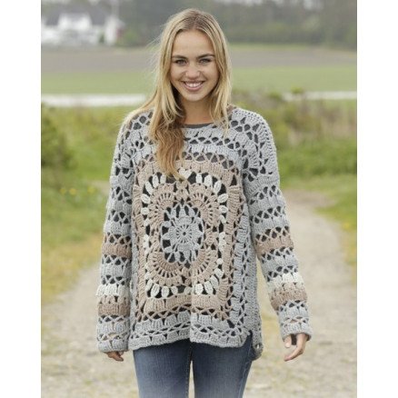 Harvest Love by DROPS Design Genser Hekleoppskrift str S XXXL