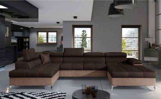 Seksjon Eltap Eduardo 337x205x88 cm Monolith 29 Monolith 09 Brun Mørk Beige Venstre