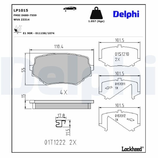 Bremseklosser DELPHI LP1015