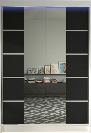 Liverpool Garderobe med Speil 120x200 cm - Svart/Hvit