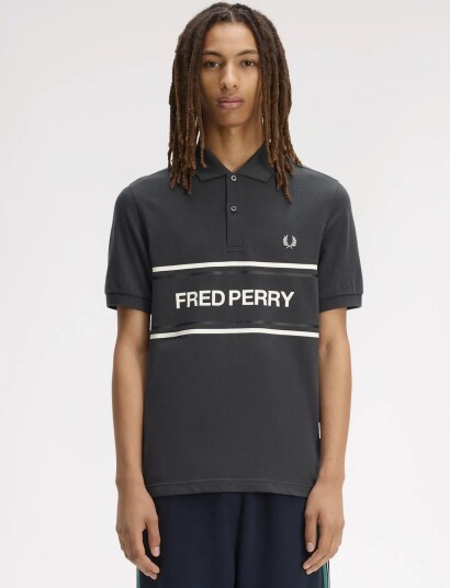 Fred Perry Fp Graphic Polo Shirt Grey S