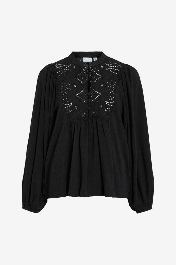 Vila - Bluse Vityra L/S Lace Top - Svart