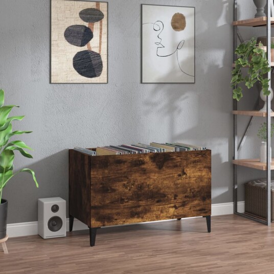 Hifi benk røkt eik 74,5x38x48 cm konstruert tre