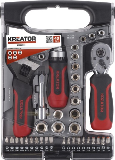 Kreator Verktøysett 1/4"-3/8" 40 Deler