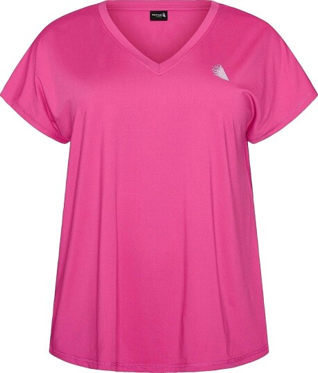 Zizzi Treningstopp aBasic S/S V neck Tee Rosa