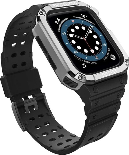 Hurtel Protect Reim med Deksel til Apple Watch 38/40/41mm Svart/Sølv