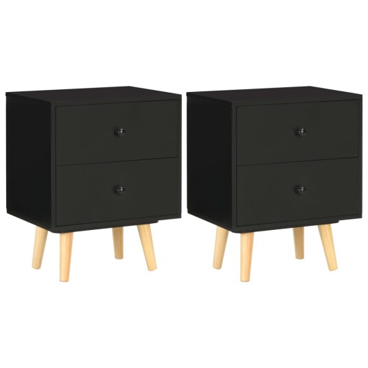 vidaXL Nattbord 2 stk svart 40x30x50 cm heltre furu vidaXL Nattbord 2 stk svart 40x30x50 cm heltre furu