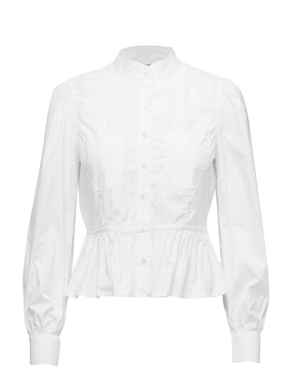 FRAME Double Pocket Peplum Blouse   White   L