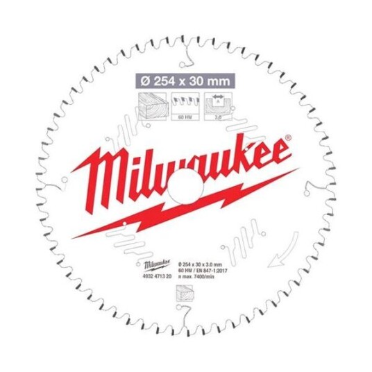 Milwaukee 254 mm Sagblad 60 Tenner til Elektroverktøy