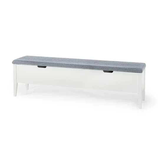 Torkelson Klinte benk 160 cm hvit med lys grått stoff Torkelson Klinte benk 160 cm hvit med lys grått stoff