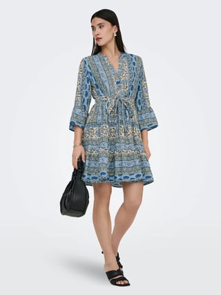 Only Sina Life 3/4 Short Dress Blå S Only Sina Life 3/4 Short Dress Blå S