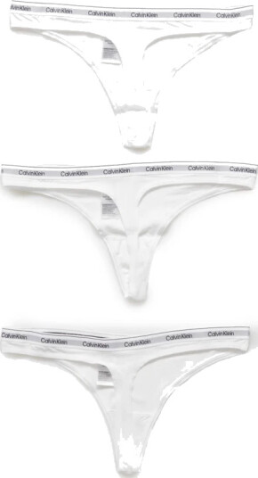 Calvin Klein Truser 3P Modern Logo Thongs Hvit bomull Small Dame