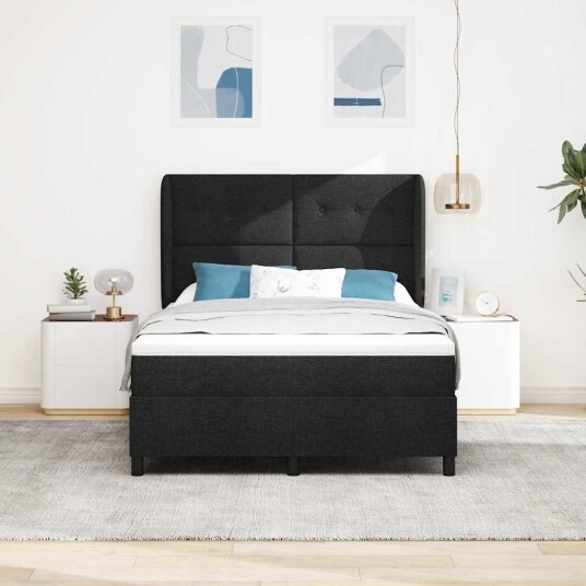 Box Spring Seng med Madrass i Svart 160x200 cm Stoff Box Spring Seng med Madrass i Svart 160x200 cm Stoff