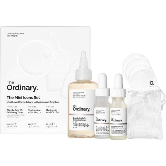 The Ordinary Mini Icons Hudpleiesett - Reisesett med Glykolsyre, Niacinamid og Hyaluronsyre The Ordinary Mini Icons Hudpleiesett - Reisesett med Glykolsyre, Niacinamid og Hyaluronsyre