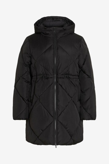 Evoked Vila Jakke viTate Hood L/S Long Padded Jacket Svart