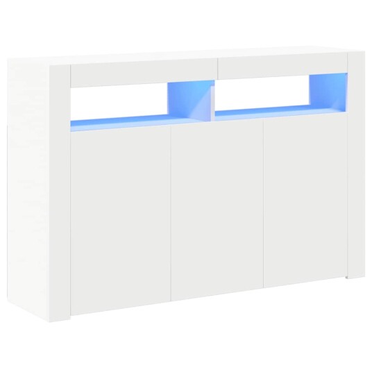 vidaXL Skjenk med LED-lys hvit 115,5x30x75 cm