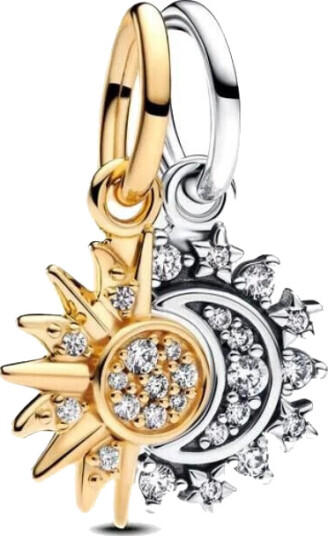 Pandora Moments Charms i forgylt 925 sølv med måne og sol