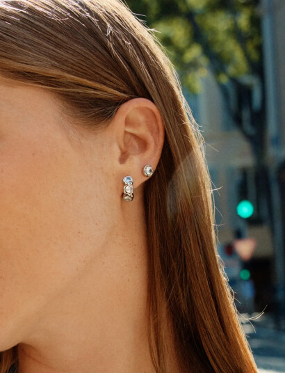Edblad Ocean Gem Hoops Steel Silver ONE SIZE Edblad Ocean Gem Hoops Steel Silver ONE SIZE