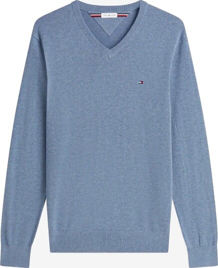 Tommy Hilfiger Essential Cotton V Neck BRISK BLUE HEATHER L