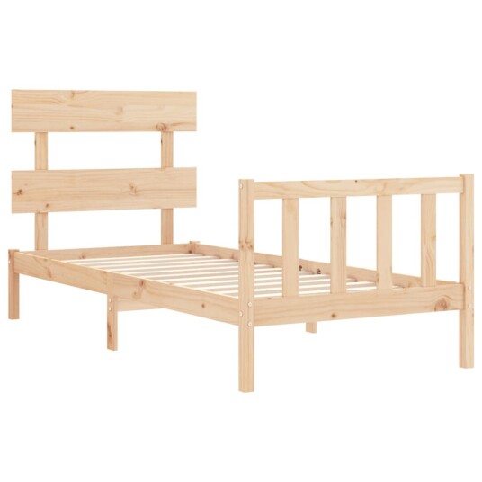 vidaXL Sengeramme med hodegavl 90x200 cm heltre