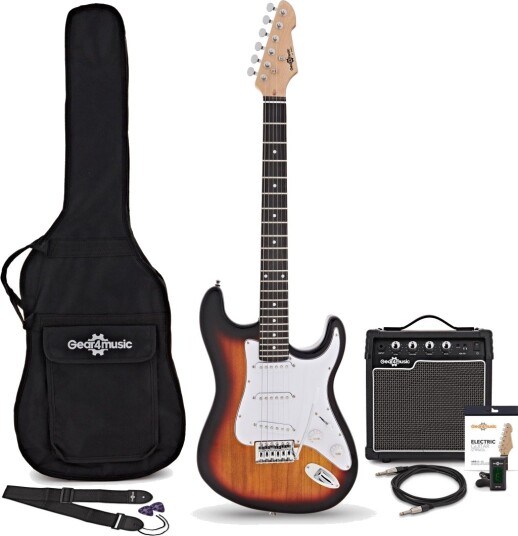 Gear4Music LA Elektrisk Gitar Sunburst med 10 W Forsterkerpakke Gear4Music LA Elektrisk Gitar Sunburst med 10 W Forsterkerpakke