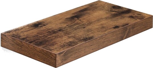 Vegghylle i tre med skjult oppheng   40 x 20 x 3,8 cm   rustikk brun