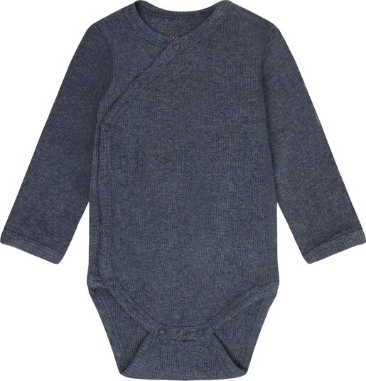 Blå Omslagsbody I/e   Rib   Vintage Indigo Melert   Blå   56   Langermet Body Blå Marineblå