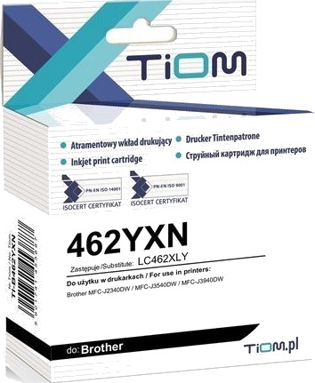 Tiom Brother LC462XLY gul blekkpatron 1500 sider Tiom Brother LC462XLY gul blekkpatron 1500 sider