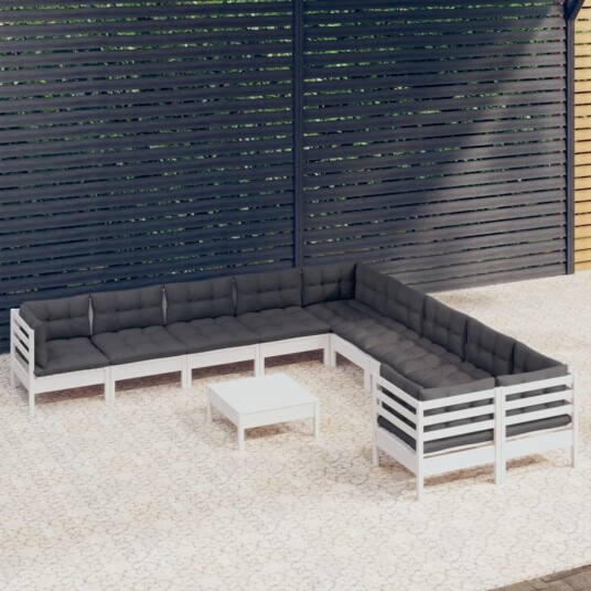  Hagesofagruppe med puter 11 deler hvit heltre furu 3097014