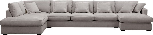 Rossita Lyx 6 seters høyrevendt U formet ekstra dyp sofa med divan og sjeselong i chenille Grå/Brun
