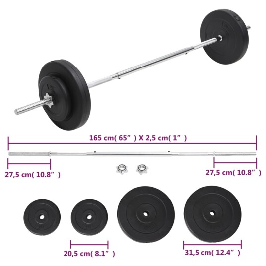 Vektstangsett med skiver 30 kg Vektstangsett med skiver 30 kg