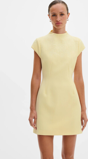 Malina Bethanny Embroidered Fitted Mini Dress - Yellow - 38 Malina Bethanny Embroidered Fitted Mini Dress - Yellow - 38