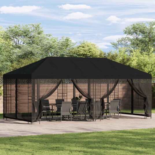  Hagepaviljong kanopydeksel 6 x 3 m Svart Polyester 190