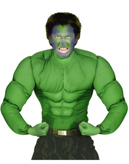 Hulken Inspirert Grønn Muskeldrakt til Voksen