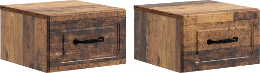  Vegghengt Nattbord 2 pcs Gammelt tre 34,5 x 33 x 20 cm