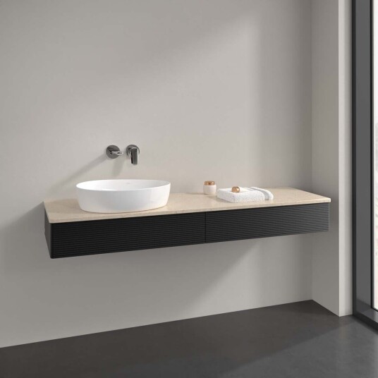 Villeroy & Boch Antao Servantskap med 2 skuffer 160x50x19 cm u/lys Sort Matt/Crème