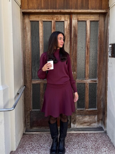Y.A.S Fonny High Waisted Skirt Burgunder S