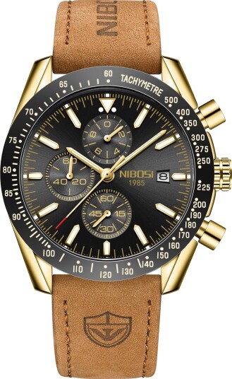 Nibosi Trackmaster Gold Black Leather