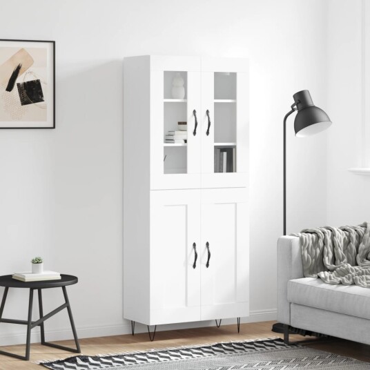vidaXL Highboard hvit 69,5x34x180 cm konstruert tre 8720845477912