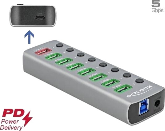 DeLOCK hub 7 ports USB hub USB 3.1 7 porter Slv 63264