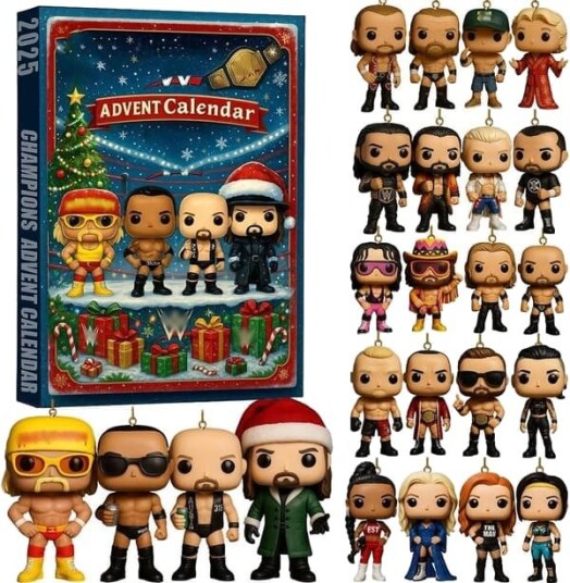 Wrold Wrestling Champion 2025 Adventskalender 24 dagers nedtellingskalender med 24 legender og mestere gaver til wrestlingfans og samlere