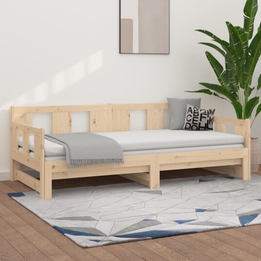 vidaXL Uttrekkbar dagseng heltre furu 2x(90x190) cm
