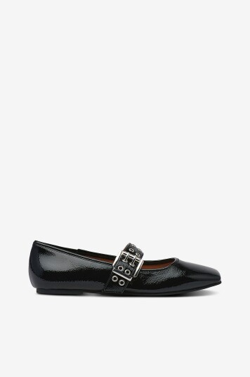 Bianco   Ballerinasko Biarose Karré Mary Jane Flat Faux Leather   Svart