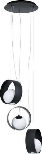 Eglo Camargo Klyngependel I Sort Med Opale Glassskjermer 3L Eglo Camargo Klyngependel I Sort Med Opale Glassskjermer 3L
