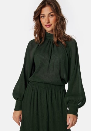 BUBBLEROOM High Collar Structured Blouse Dark green L