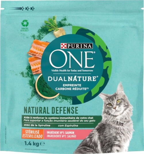 Purina One Tørrfôr Dual Nature Sterilised Laks Med Spirulina 1.4 kg